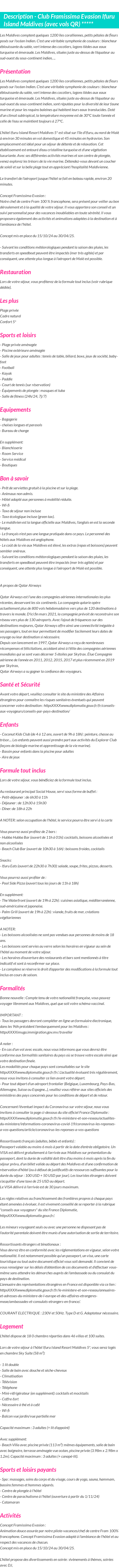 Détails du séjour