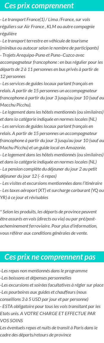 Conditions tarifaires