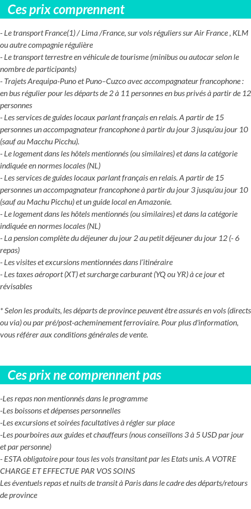 Conditions tarifaires