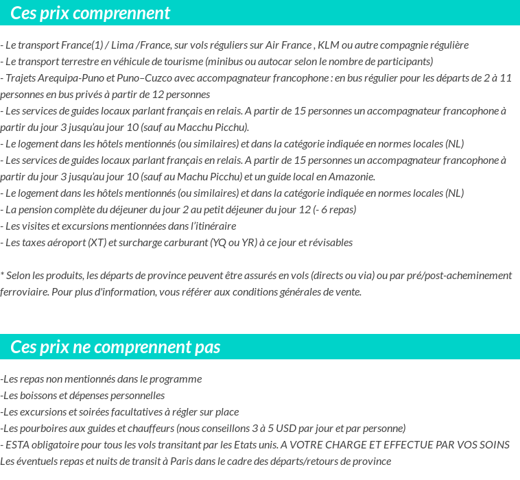 Conditions tarifaires