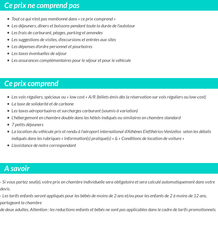 Conditions tarifaires