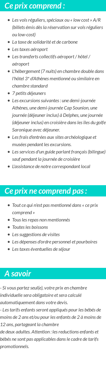 Conditions tarifaires