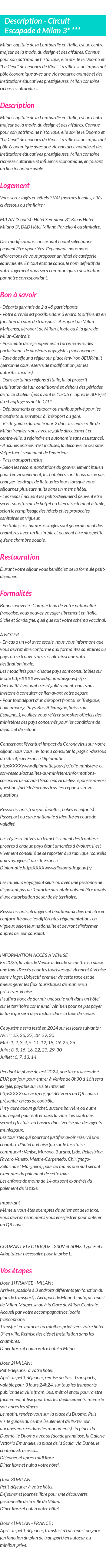 Détails du séjour