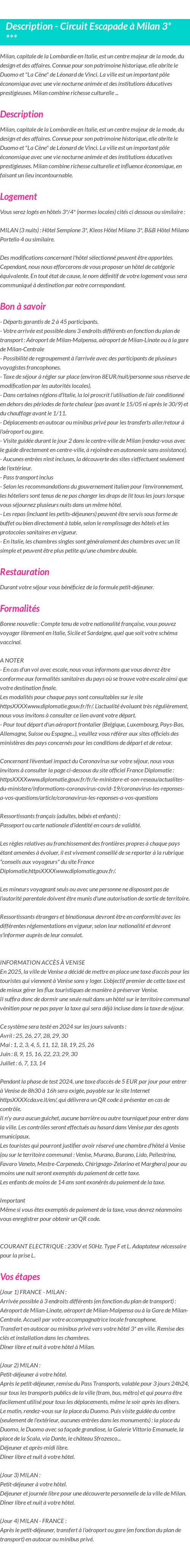 Détails du séjour