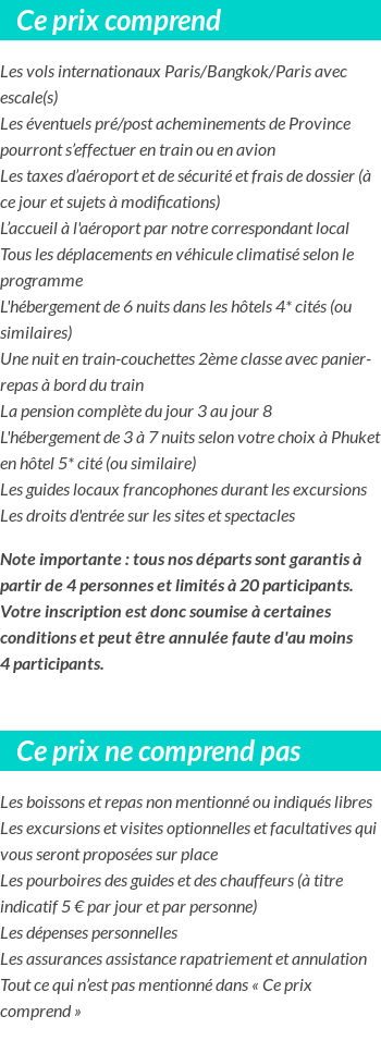 Conditions tarifaires