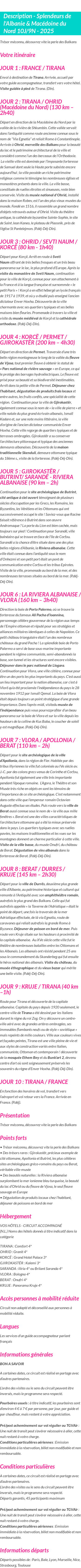Détails du séjour