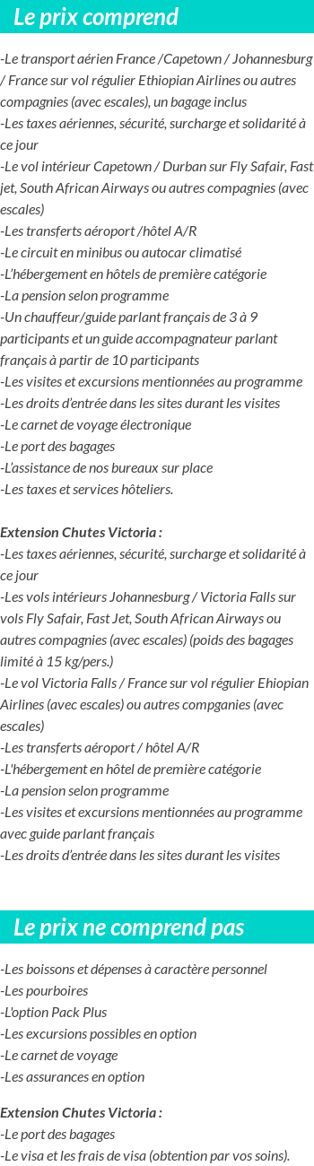 Conditions tarifaires