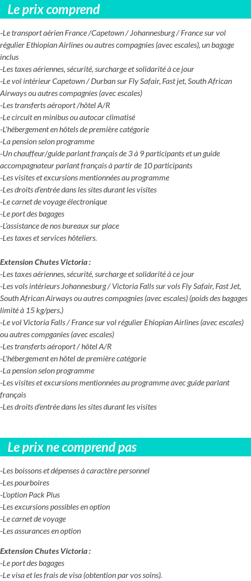 Conditions tarifaires