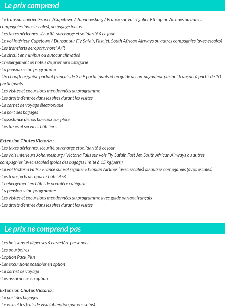 Conditions tarifaires
