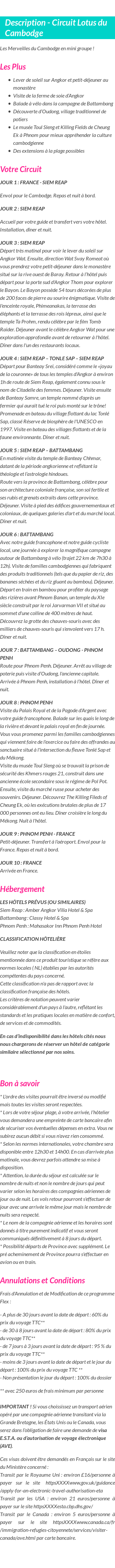 Détails du séjour