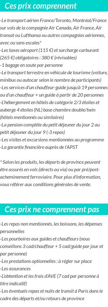 Conditions tarifaires