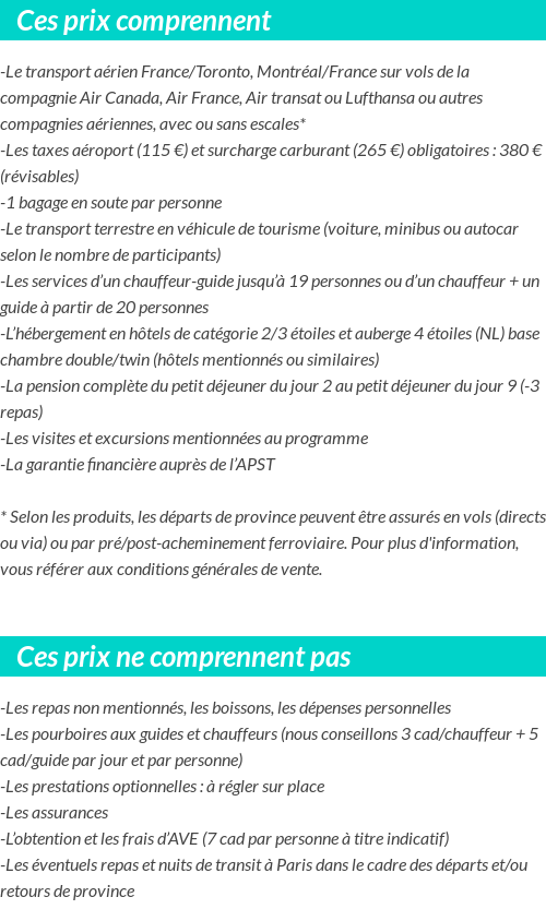 Conditions tarifaires
