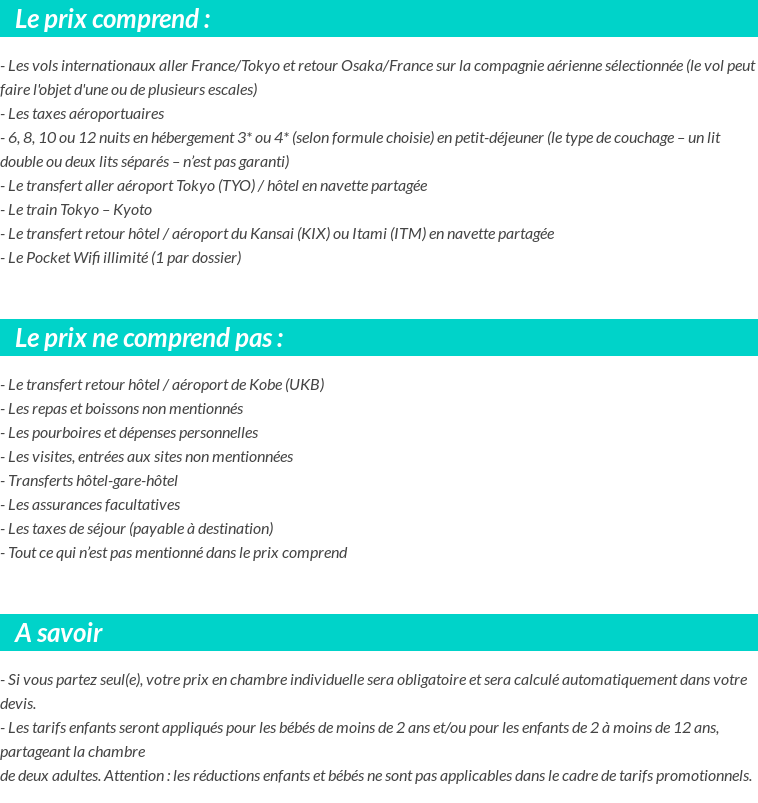 Conditions tarifaires