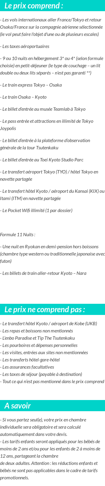 Conditions tarifaires