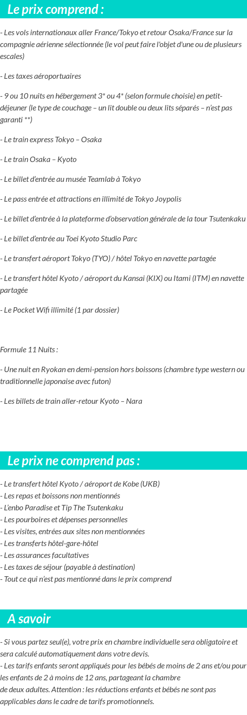 Conditions tarifaires