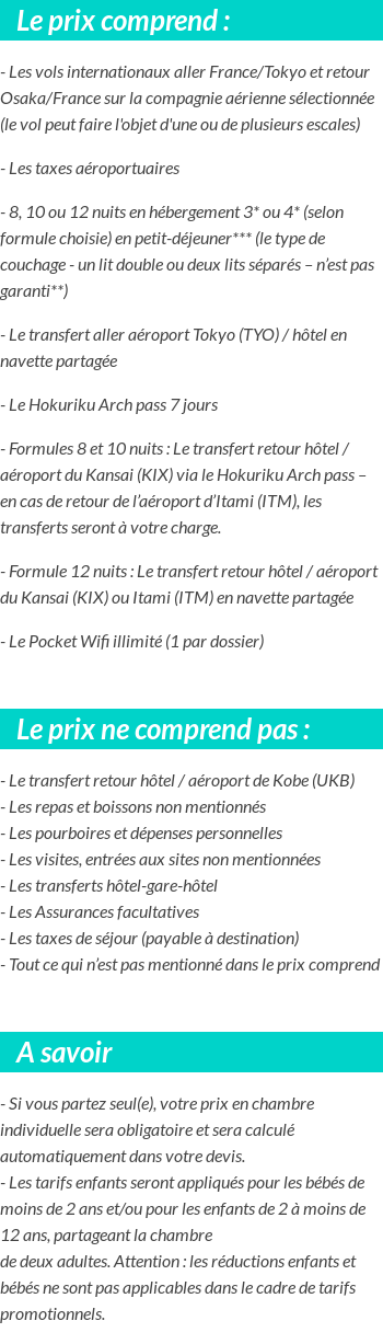 Conditions tarifaires