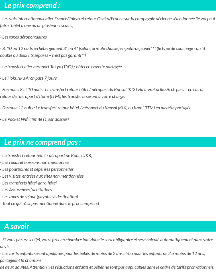 Conditions tarifaires