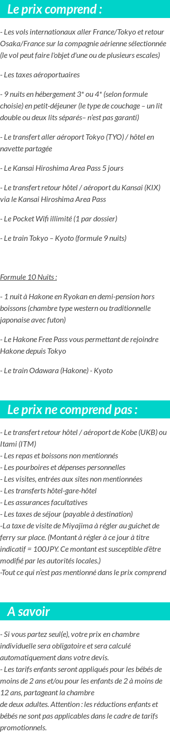 Conditions tarifaires