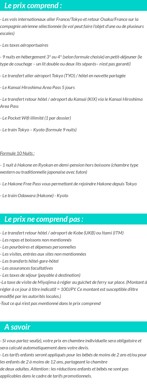 Conditions tarifaires