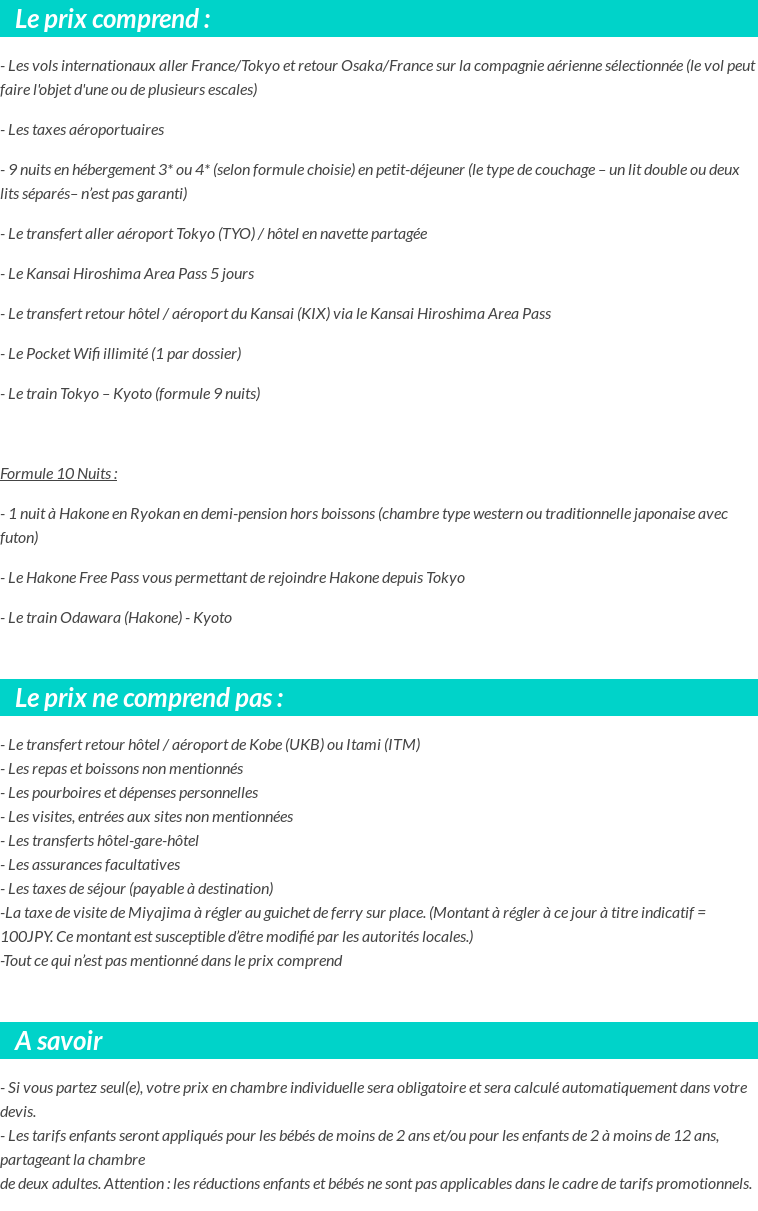 Conditions tarifaires