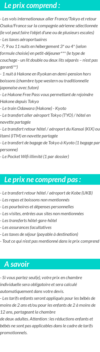 Conditions tarifaires