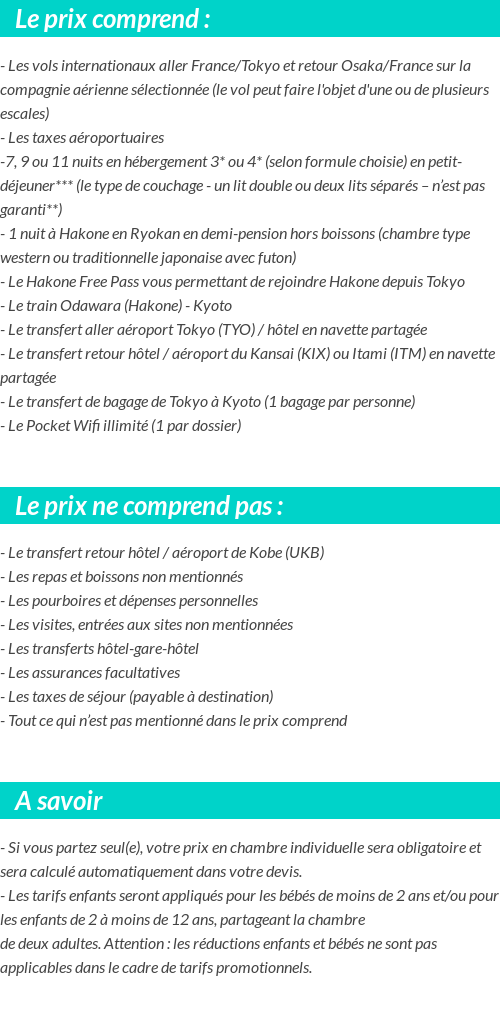 Conditions tarifaires