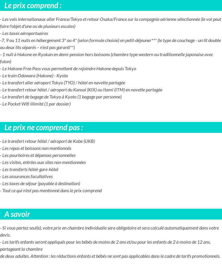 Conditions tarifaires