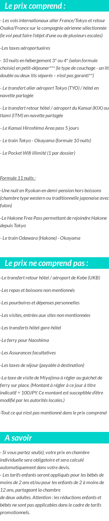 Conditions tarifaires