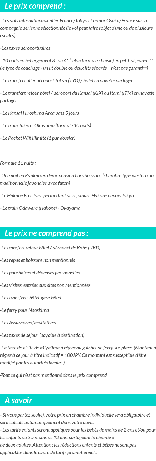 Conditions tarifaires