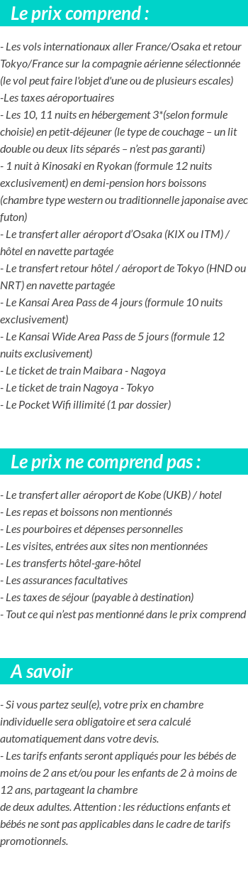 Conditions tarifaires