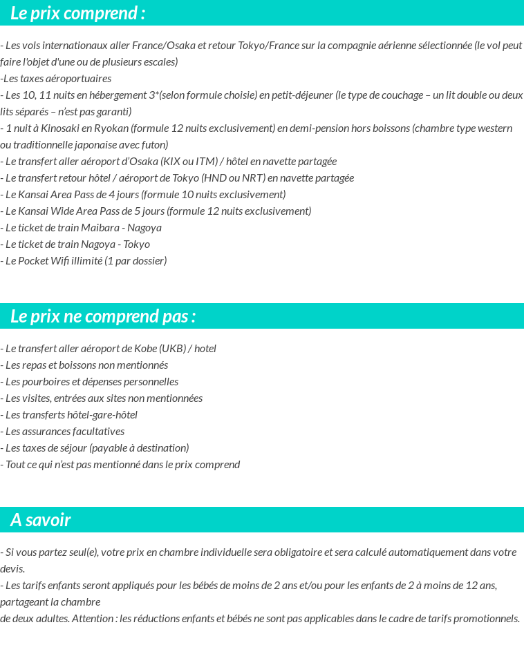 Conditions tarifaires