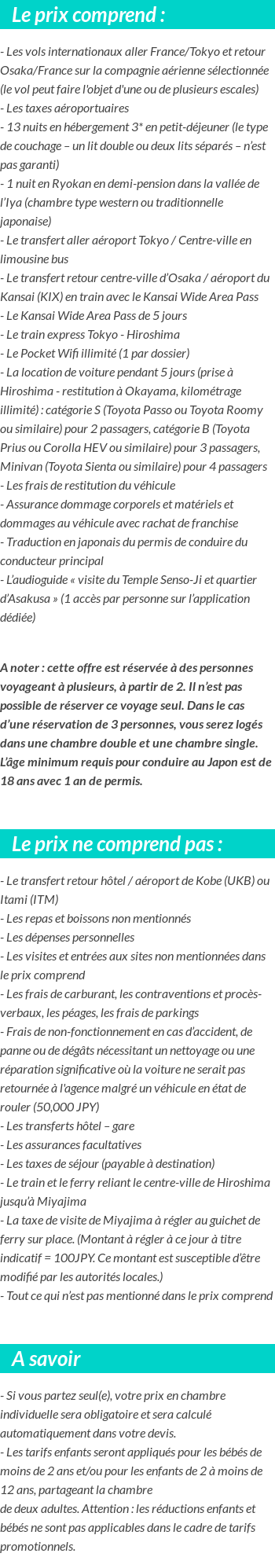 Conditions tarifaires