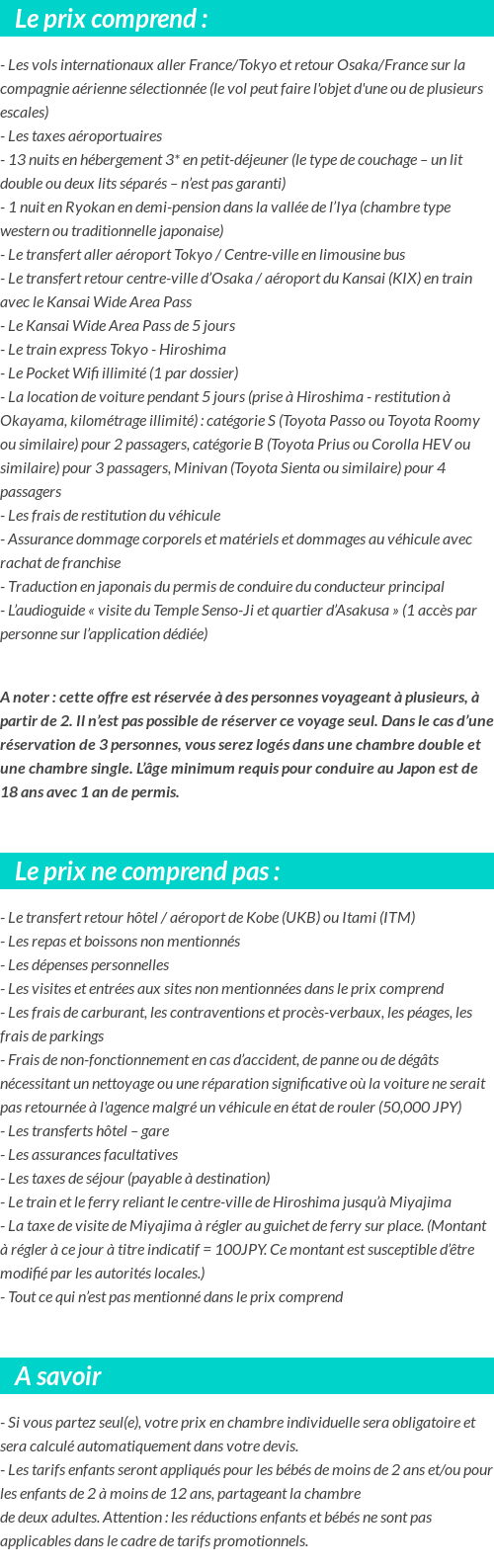 Conditions tarifaires