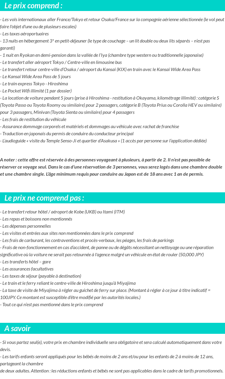 Conditions tarifaires