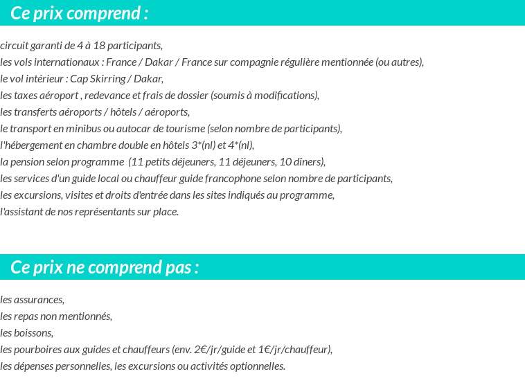 Conditions tarifaires