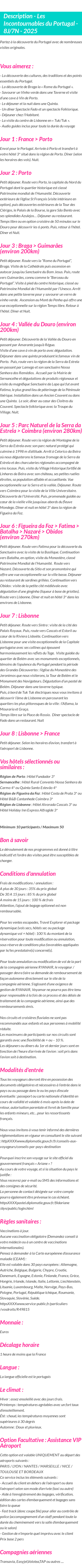 Détails du séjour