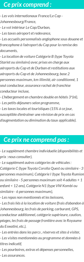 Conditions tarifaires