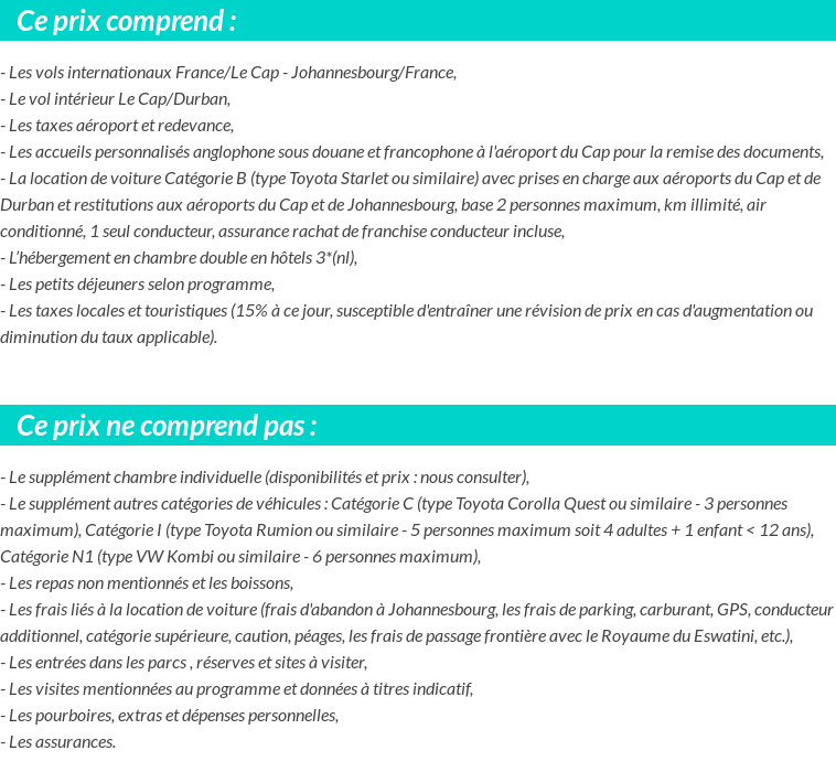 Conditions tarifaires