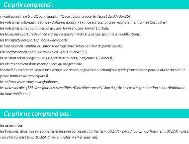 Conditions tarifaires