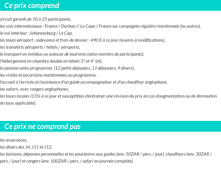 Conditions tarifaires