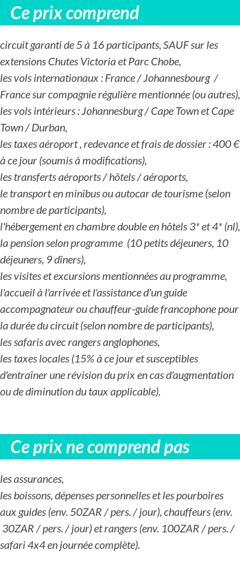 Conditions tarifaires