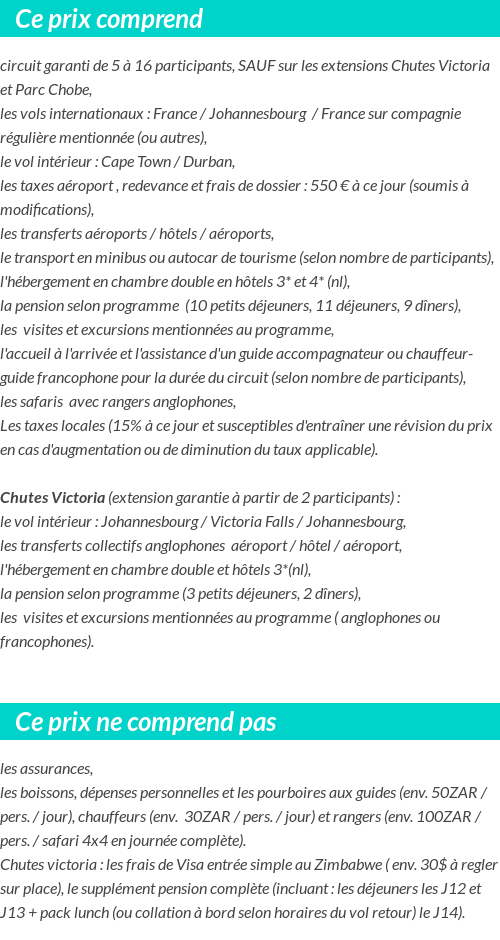 Conditions tarifaires