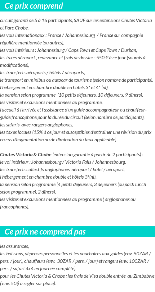Conditions tarifaires