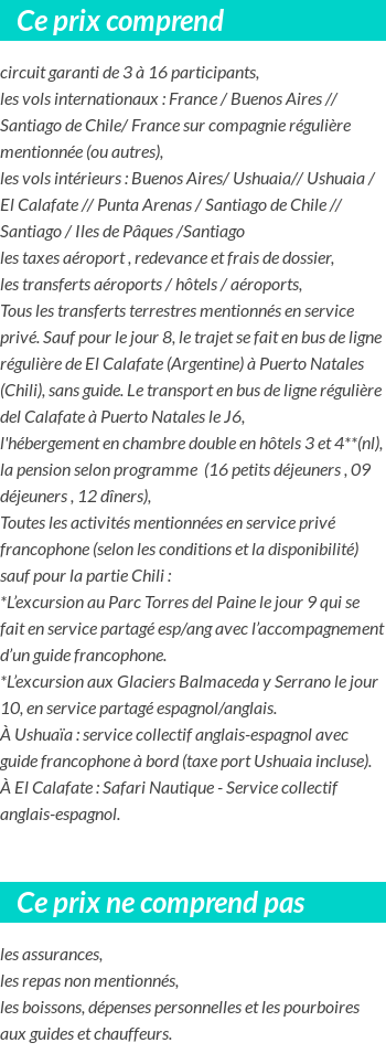 Conditions tarifaires