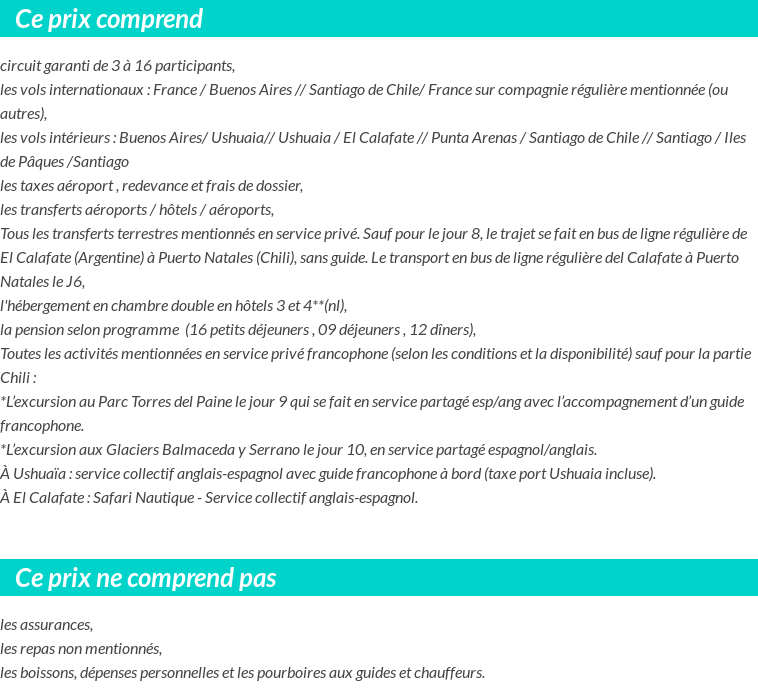 Conditions tarifaires