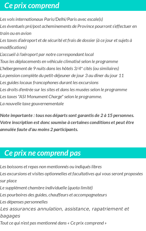 Conditions tarifaires