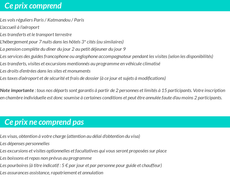 Conditions tarifaires