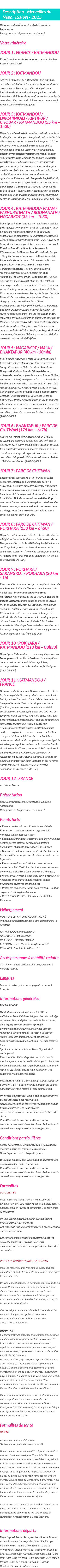 Détails du séjour