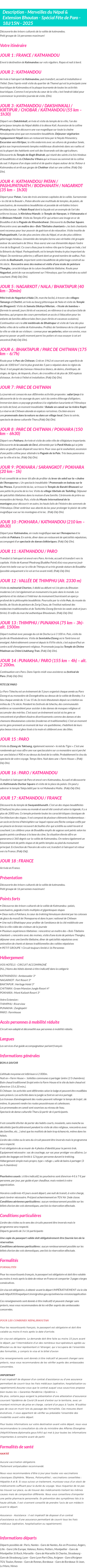 Détails du séjour