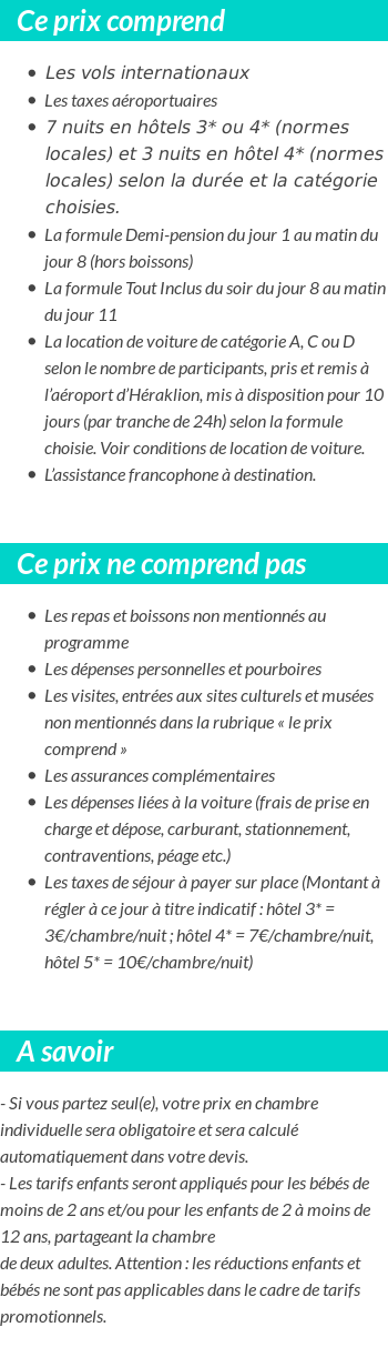 Conditions tarifaires